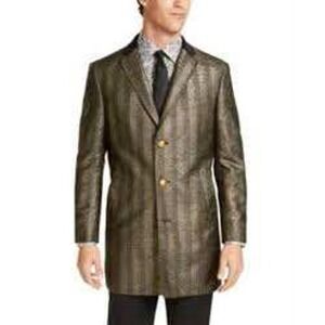 TALLIA Runway Collection‎ $395 Mens XL Gold Black Herringbone Velvet Trim Blazer